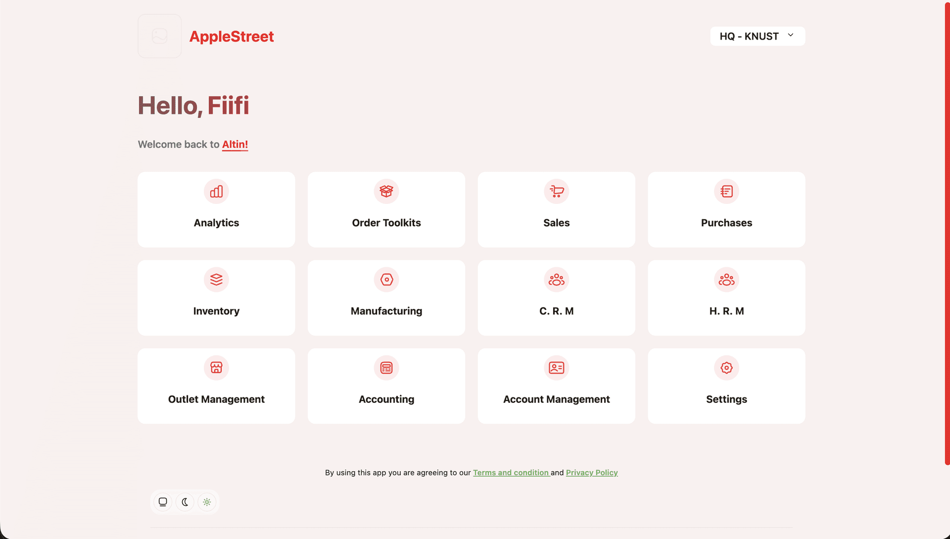 Altin ERP Light Mode